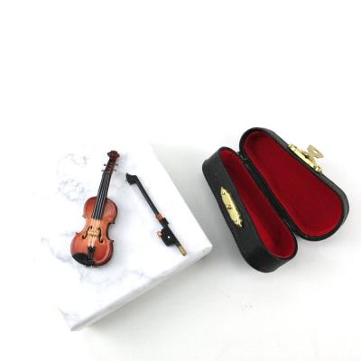 China Violin Decoration Miniature Violin With Case Mini Violin Model Wooden Musical Instrument Collection Decorative Ornament for sale