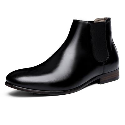 China Fashion Trend Breathable Full Cowl Grain Leather Pointed Toe Business Dress Chelsea Boots For Men for sale