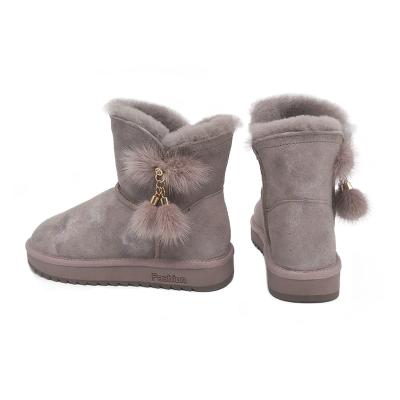 China Women Fashion Ladies Cute Fur Winter Luxury Thermal Ball Warm Pom Pom Snow Boots for sale