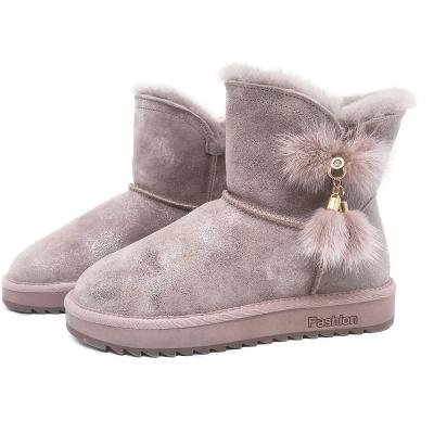 China Bling Bling Round Shiny Fur New Arrival Winter Ankle Dangle Snow Boots For Women for sale