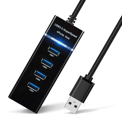 China ABS+Aluminum Alloy JKS 4-Port USB 3.0 Hub with 30cm Long Cable for Laptop PC MacBook Mac Pro Mac Mini iMac Surface Pro for sale