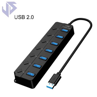 China USB 2.0 Desktop HUB 2.0 External USB Splitter 7 Port External Usb 2.0 Hub 7 Port With LED Indicator For PC Laptop Mac Notebook Desktop for sale