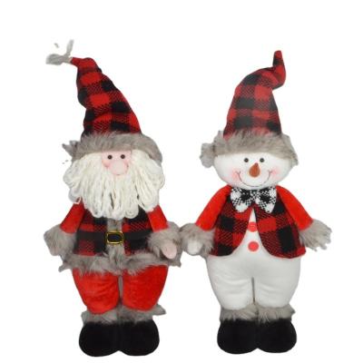 China ACRYLIC Fashionable Buffalo Check Knit Stance Santa / Snowman Check Farm Santa Claus Doll Plush Snowman Snowman Buffalo for sale