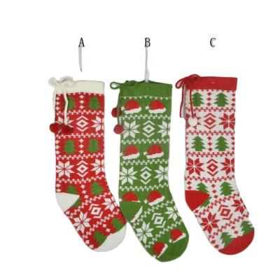 China Wholesale polyester sublimation knitted christmas stocking navidad decoration 2021 for sale