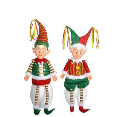 China 2021 Wholesale Cloth Christmas Elf Doll Plush Sitting Elf With Striped Dangle Legs Toy for sale