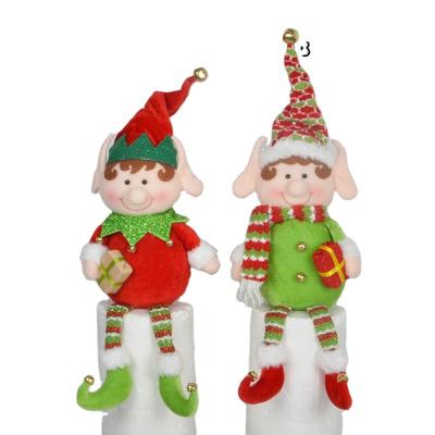 China Wholesale 2021 Polyester Lovely Christmas Fabric Elf Sitting Stuffed Elves Decoration for sale