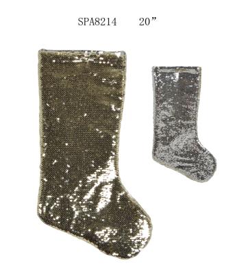 China Polyester Sublimation Sequin Stocking Socks Christmas Ornament 2021 Stockings for sale