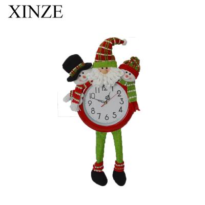 China Christmas 2020 New Arrivals Plush Stuffed Santa Claus Figurines Wall Clocks Home Decoration for sale