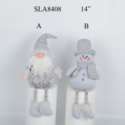 China Home Decoration Wholesale Christmas Cloth Gnomes Sitting Snowman With Wooden Beads for sale