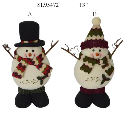 China Promotional Gifts Wholesale Standing Crafts Plush Snowman Christmas For Christmas Decoration for sale