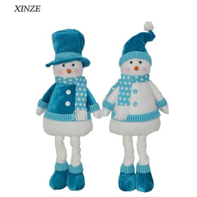 China Christamas Decoration Christmas Snowman Doll Stretchy Plush Snowman with Adjustable Legs for sale