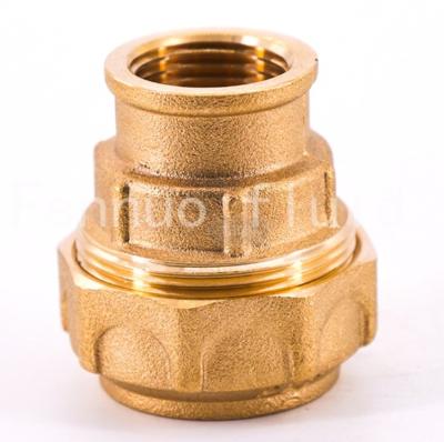 China Connect to PE Pipe System Market Spain Straight Coupler Compression PE Pipe Female Threaded Coupling Brass Forge Fitting Connector 20MM X1/2 for sale