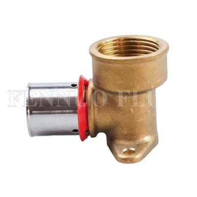 China Pex Female Elbow Pipe Press Wall Clad Brass Fittings For Pipe Pex-Al-Pex Copper Pipe for sale