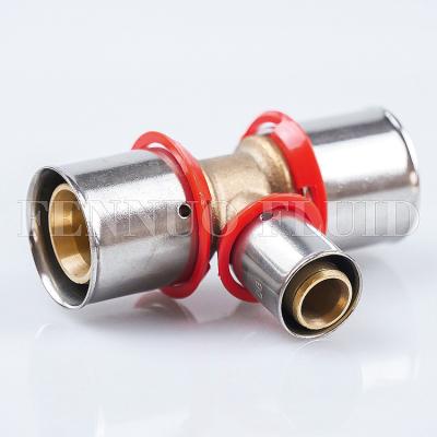 China Pex  Hot sale Brass/Copper press fitting for pex al pex pipe and PEX 16mm Brass Fitting tee for sale