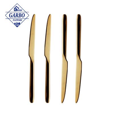 China 304ss Gold Flatware Sustainable Premium Quality Set 6 PVD Gold Dinner Knife 9inch Elegant Super Shinning High Quality Mirror Polishing for sale