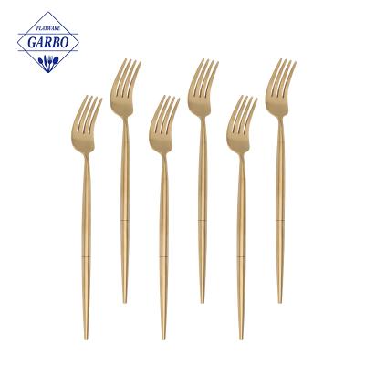 China Modern Disposable Dinner Forks Heavy&Round 8.5 Handle In Gold Stainless Steel Titanium Forks Silverware Salad Forks Dishwasher Or Home for sale