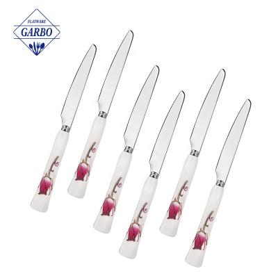 China Sustainable Household Professional Supplier Eco-friendly Stainless Steel Fruit Knife Set With Ceramic Handle Custom Made Dinner Knife for sale