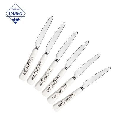 China Premium Quality Made In China Factory Sustainable Wholesale 6 Pieces Pass Food Grade Test 420ss Durable White Ceramic Handle Silver Fruit Knife for sale