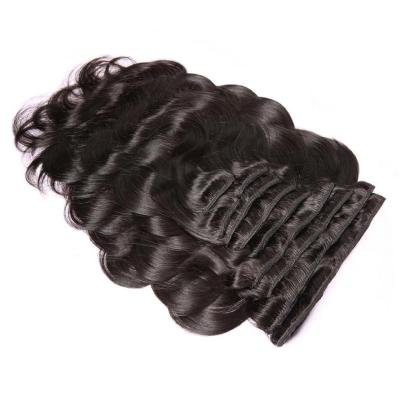 China Silky Straight Wave Natural Clip In Brazilian Human Hair Extensions 100% Brazilian Natural Wave 100% Mink for sale