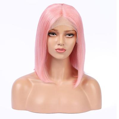 China Deep Wave 10A Pink Hair Full Lace Wig, Virgin Human Pink Wig, 100% Natural Bob Hair Pink Wig for sale