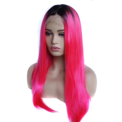 China Silky Straight Wave Glueless Long Synthetic Lace Front Wig Colored Hair For White Women for sale