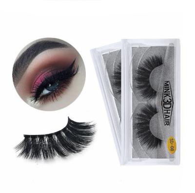 China Thick Cilios Mink False Eyelash Full Strip Black Mink Lashes 3D Mink Eyelashes Invisible Band Natural Reusable for sale