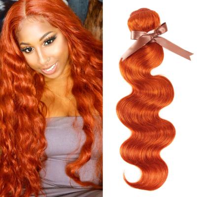 China Brazilian Straight Hair Orange Blonde Color Body Wave Hair Weave Bundles 8 To 28 Inches Hair Extension for sale