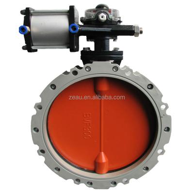 China DN300 Powder Flange General Pneumatic Butterfly Valve for sale