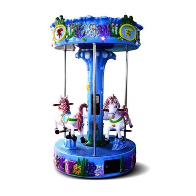 China Rohs and SGS approved LLDPE playground equipment kiddie ride merry go small round carousel 3 players bee carousel horse for sale for sale