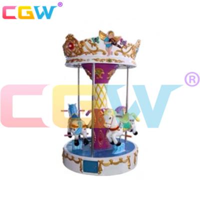 China Arcade Fiberglass Carousel Swing Kids Ride Game Machine For Kids Euro Fiberglass Body CGW Coin Ride Horse for sale