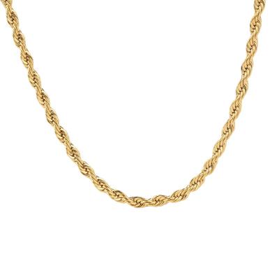 China Lead Free Gold Stainless Steel Link Chain Rope Chain Nickel Free Necklace For Men Fashion Hip Hop Jewelry for sale