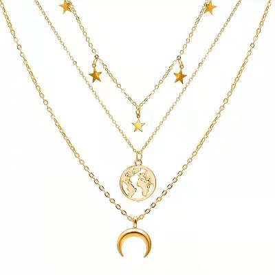 China Charm Necklace Waterproof Tarnish Free Gold Plated Stainless Steel Romantic Moon Necklace Couples Necklace for sale