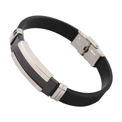 China High Quality Environmental Friendly Black Clasp Accessories Custom Made Stainless Steel Leather Bracelet For Men for sale