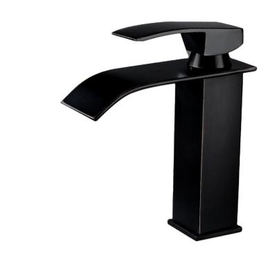 China ZXX Faucets Black Basin Faucet Deck Mount Waterfall Faucet Crane Mixer Tap Cold And Vessel Sink Bathroom Faucets for sale