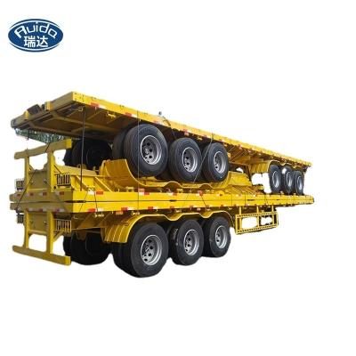 China Truck Trailer High-strength steel flatbed trailer 3-axis 60 tons 13M container car Used truck flatbed semi-trailer for sale