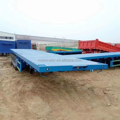 China Truck Trailer New and used flat 3 axis 40 ft container flat semi-trailer with container lock for sale