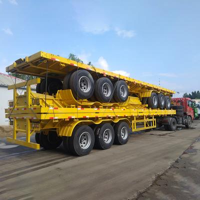 China Truck Trailer New and used high-strength steel 3-axis 45-foot flat bed container semi-trailer for sale for sale