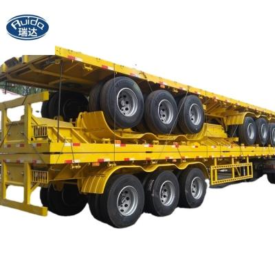 China Truck Trailer 3-axis 60 tons new flat trailer with side wall semi trailer 13 meters flat container dump trailer for sale