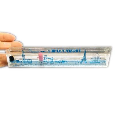 China Clear Acrylic Plastic Triangle Ruler With Liquid And 3D Rover for sale