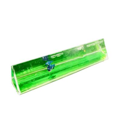 China 19cm Custom Green Plastic 3D Oil Floating Liquid Triangle Ruler for sale