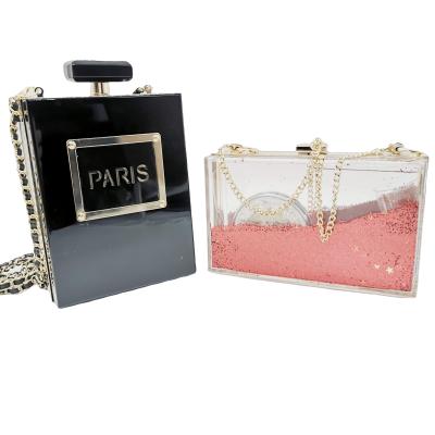 China Sparkle Decorative Liquid Dinner Bag Clear Acrylic Clutch Bag for sale