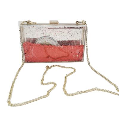 China New Fashion Evening Package Clutch Decorative Acrylic Transparent Chain Bag Clear Elegant Fashion Bag for sale