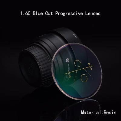 China Kwaliteitslenzen 1.60 Blauwe snit Progressieve lenzen Bloc Blauwe straal Brillen Progressieve lens Te koop