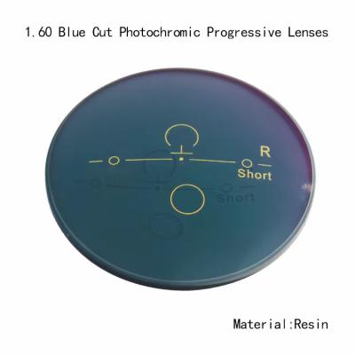 China 1.60 Lentes de anteojos fotocromáticos progresivos de corte azul en venta