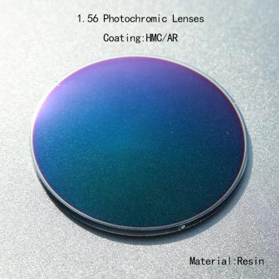 China 1.56 Fotochromische HMC AR-coating Blauwe blokfotochromische lens Voor blok EMI-lenzen Te koop