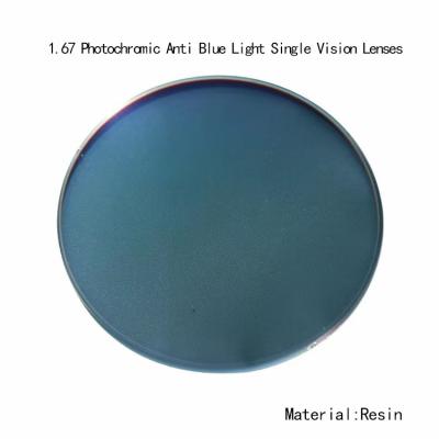 Cina 1.67 Fotocromatici Anti-luce blu Rivestimento AR Lenti a singola visione Occhiali Lenti fotocromatiche in vendita