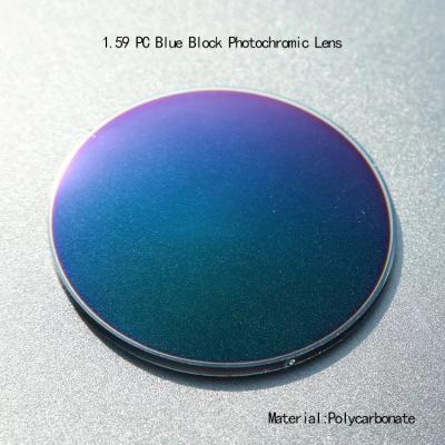 China 1.59 Lenses Blue Lens Light Resistance Polycarbonate Photochromic Lens for sale