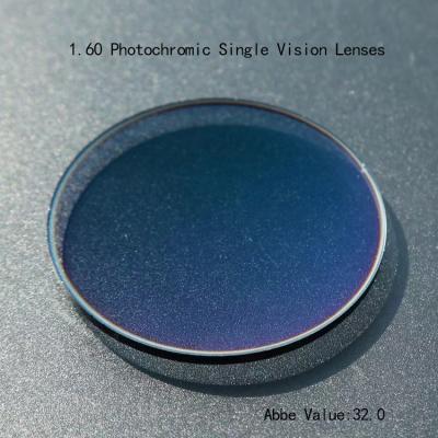 China 1.60 Fotochrome anti-glare lenzen HMC AR coating Ophthalmic lenzen voor blok EMI Te koop