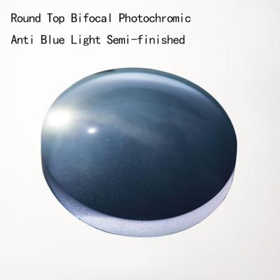 China Round Top Bifocal Photochromic Semi-finished For Block Blue Ray for sale