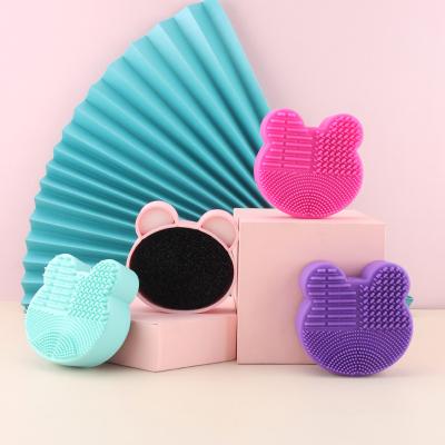 China Silicone Bear Makeup Brush Cleaner Sponge Remover Color Remover Quick Stocked Wash Sweeps Clean Box for sale